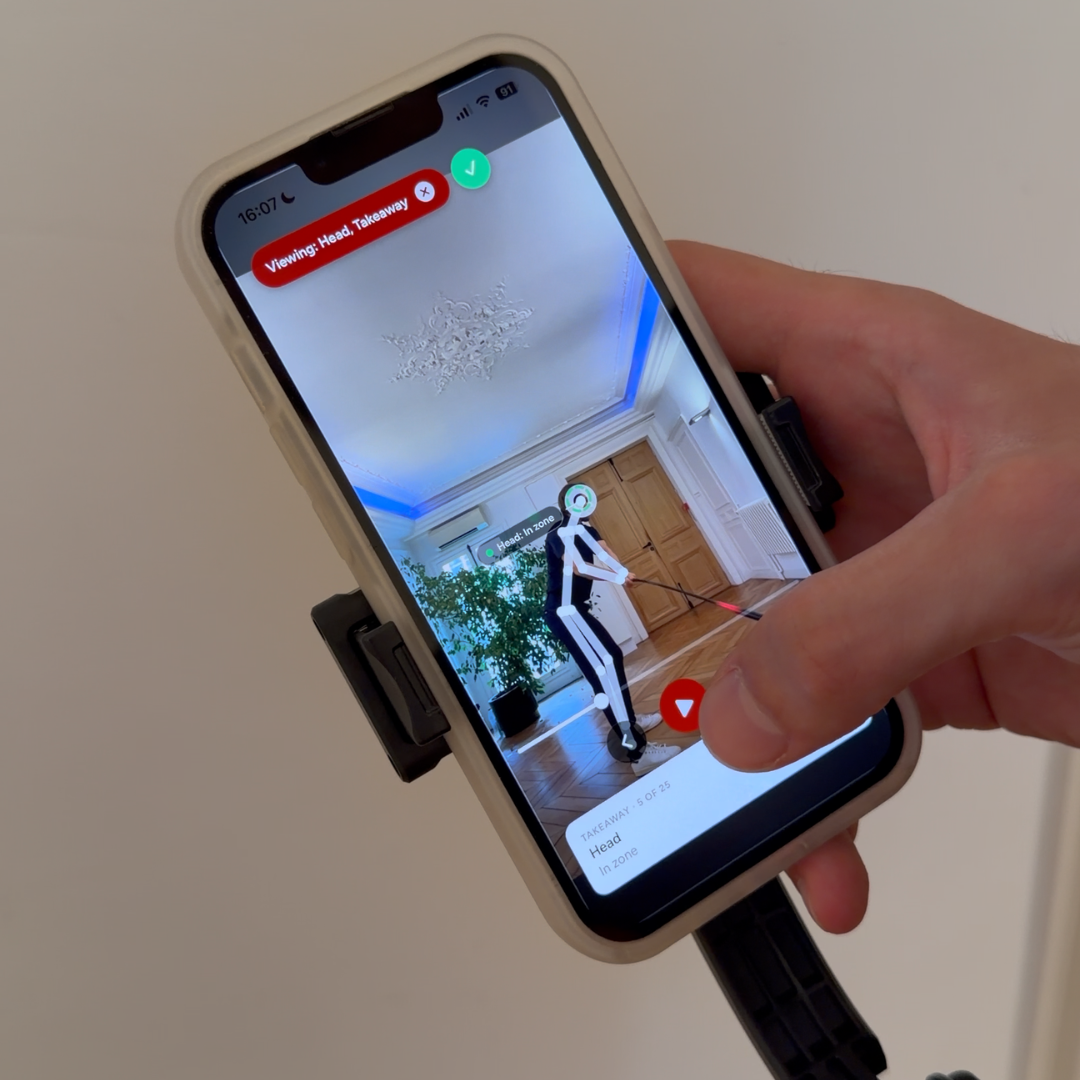 Reviewing a recorded swing in the Goose Golf app