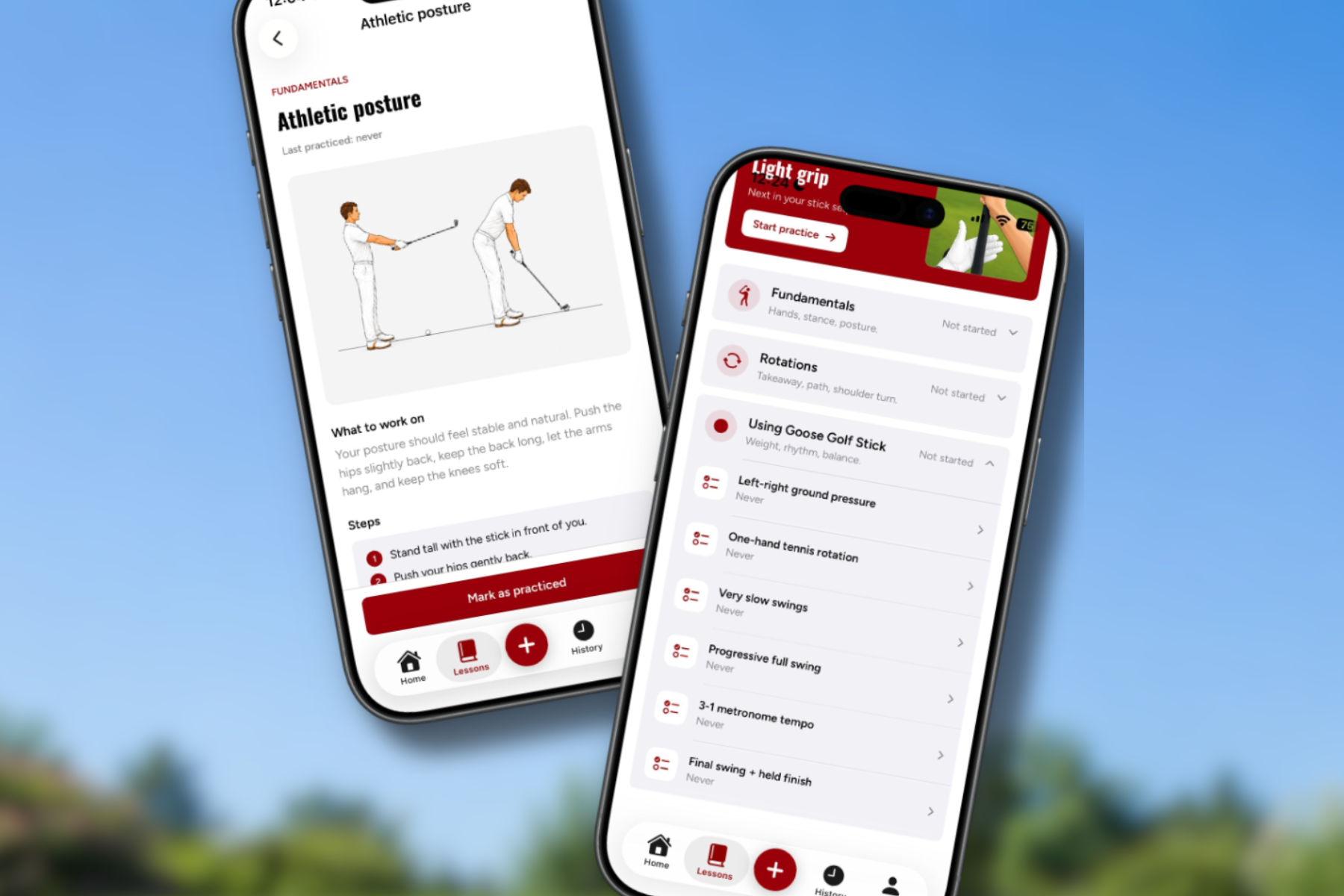 Goose Golf trainer drills in the app
