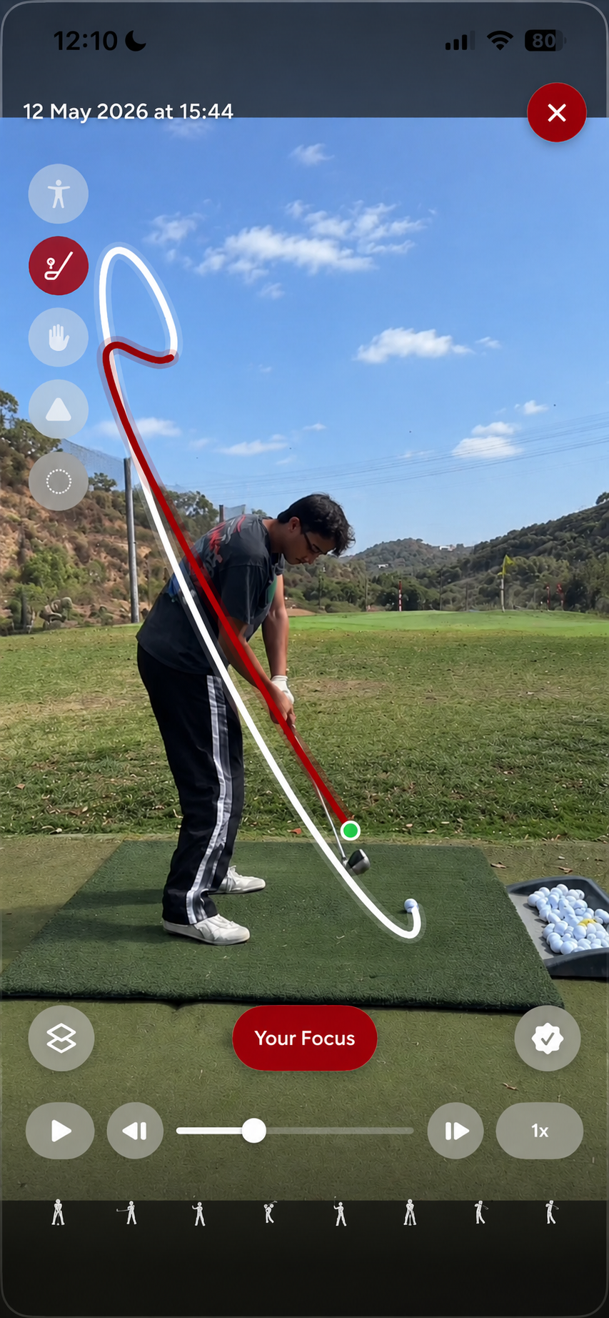 Goose Golf app: recording a golf swing
