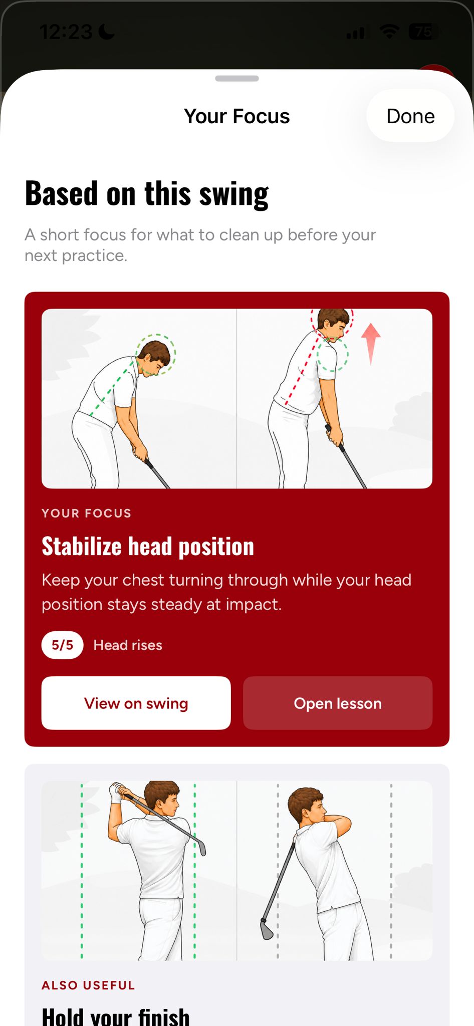 Goose Golf app: your focus, what to work on next