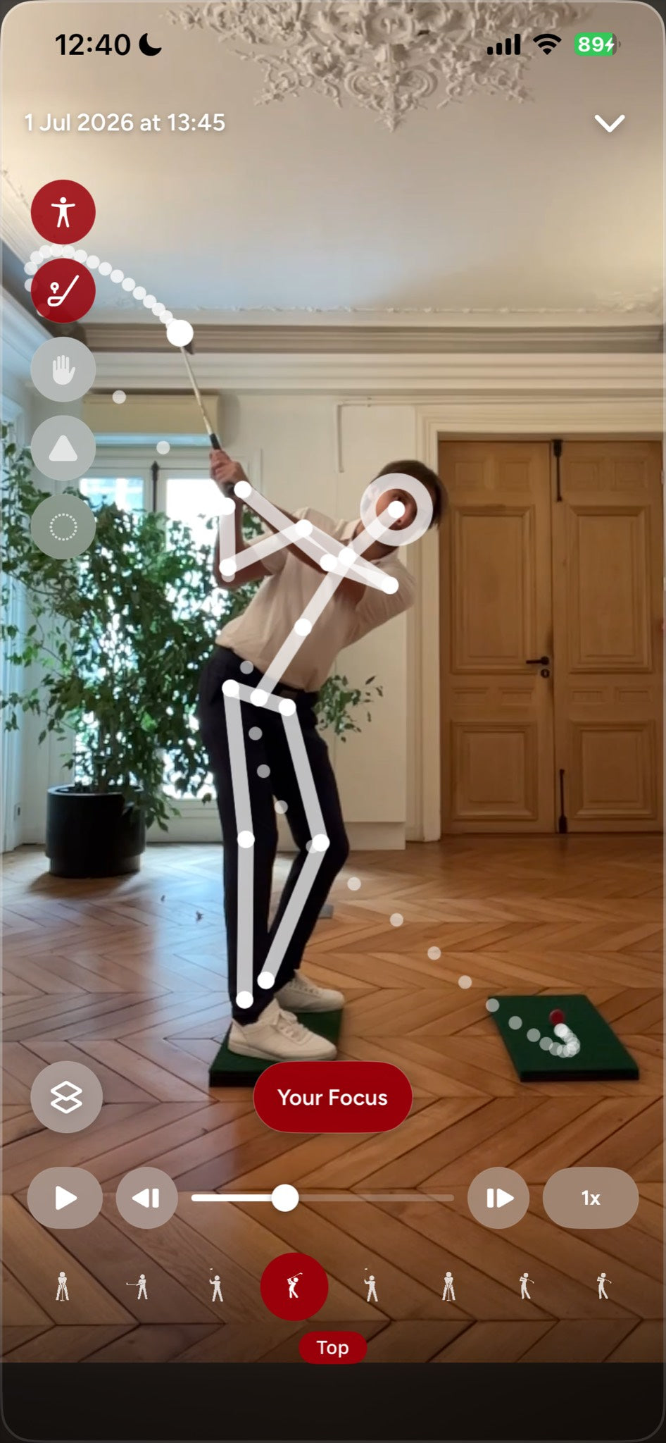 Goose Golf app: recording a golf swing